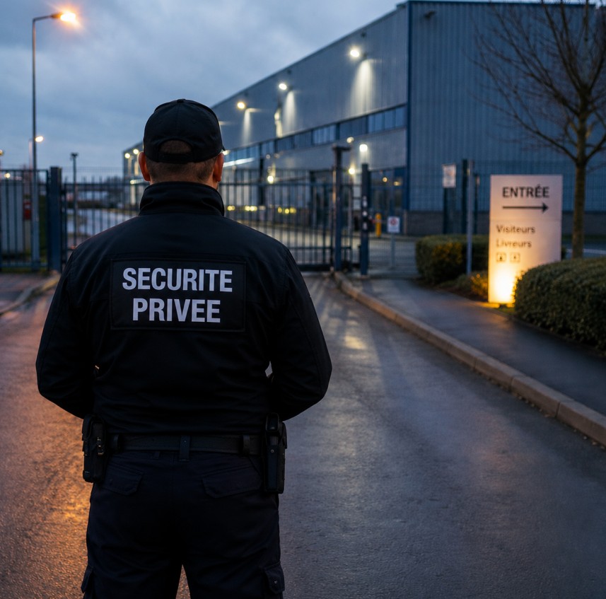 Agent de gardiennage de dos pendant une ronde